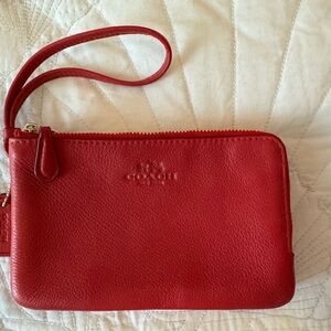 Coach Vibrant Red Leather Wristlet